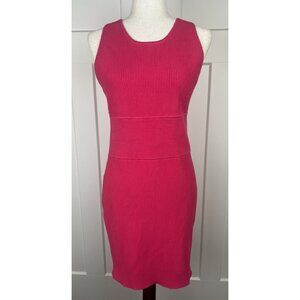 House of Harlow 1960 Hot Pink Ribbed Knit Bodycon Dress Sleeveless Size L